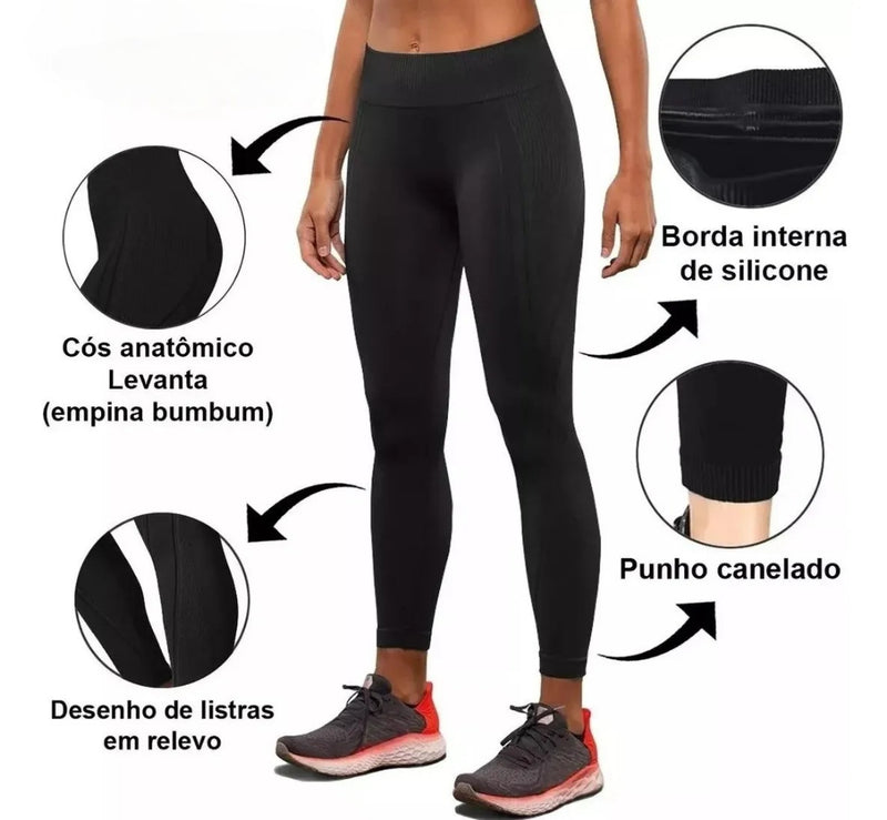 Kit 3 Calças Legging Sustentação Academia